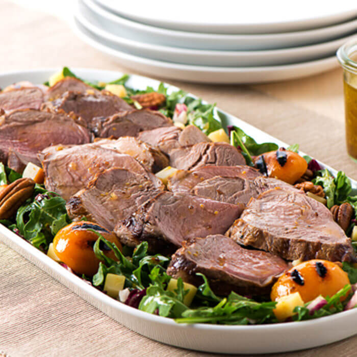 Grilled Apricot and Arugula Salad with Pork Tenderloin