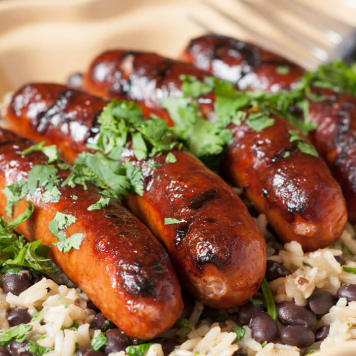 Sausage with Black Bean and Cilantro Rice