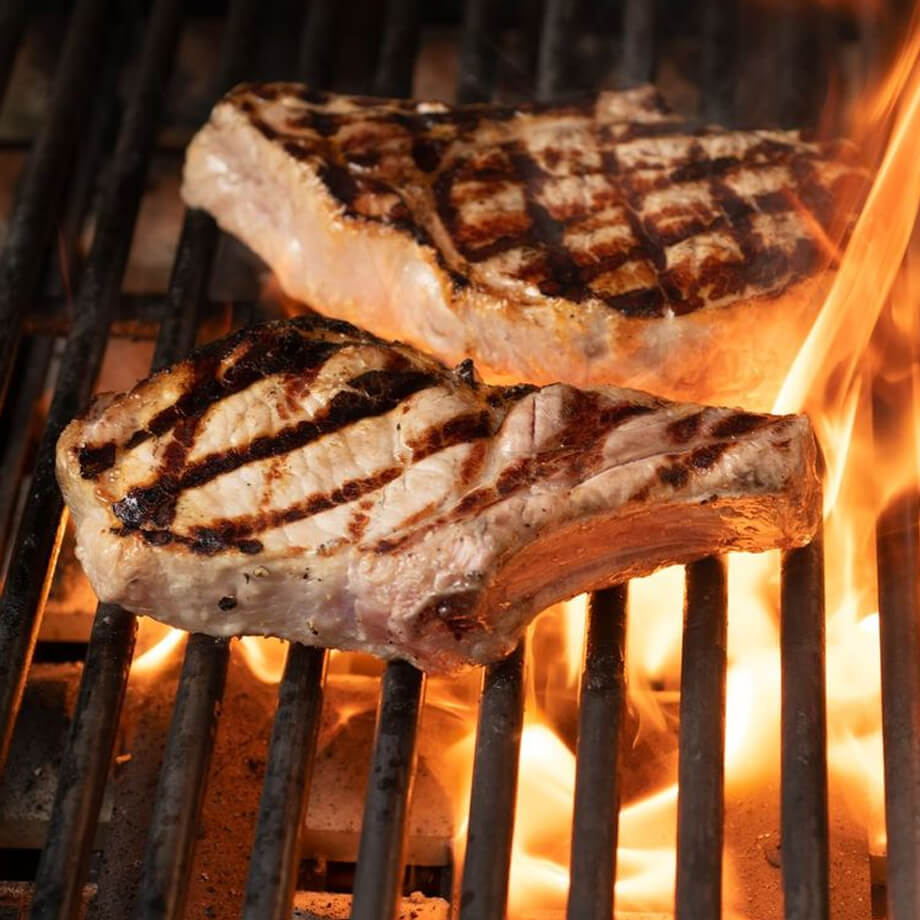 pork chops grill fire