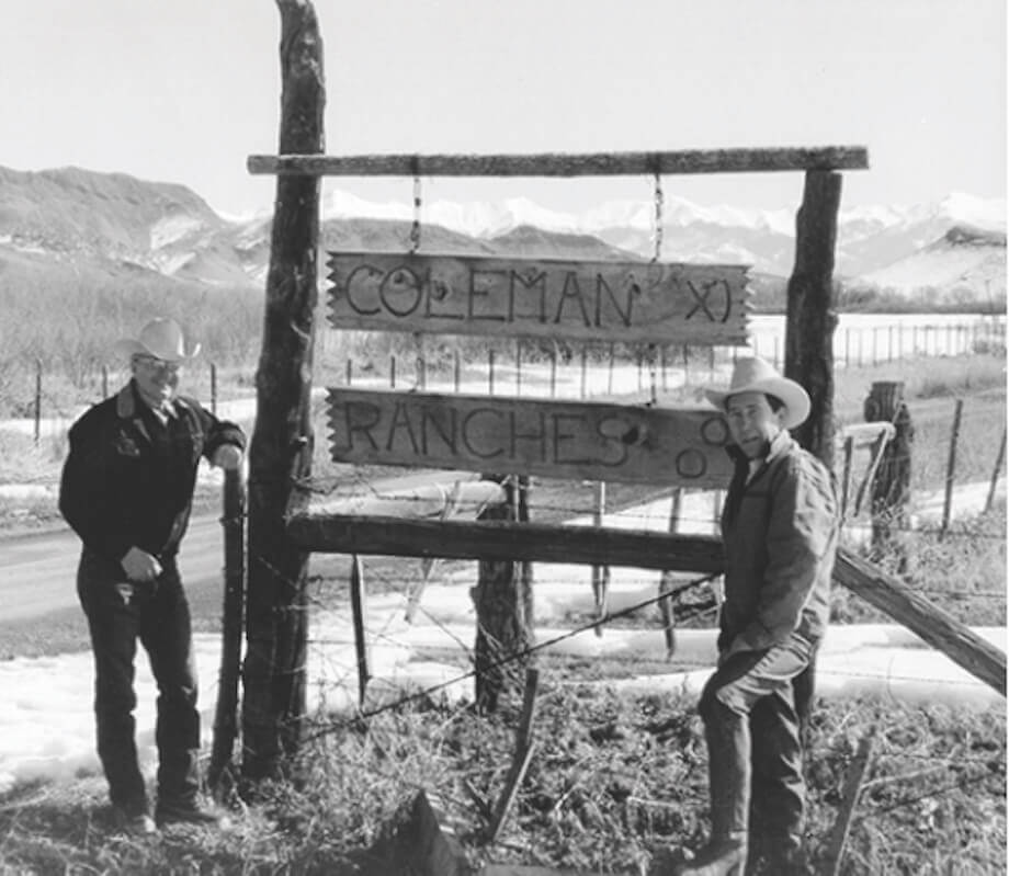 Black and white photo of Coleman Ranch sign