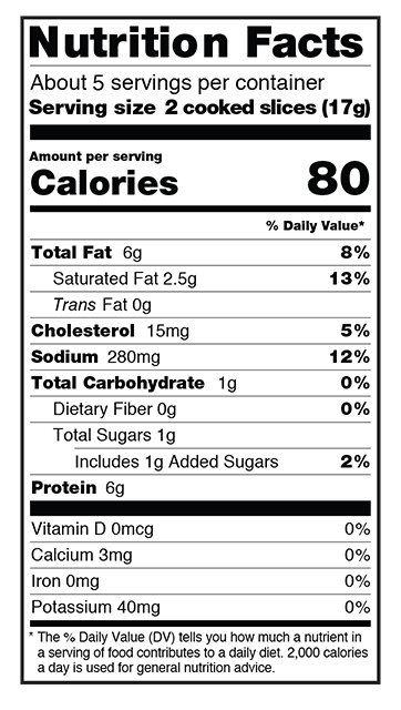 hickory bacon nutrition facts