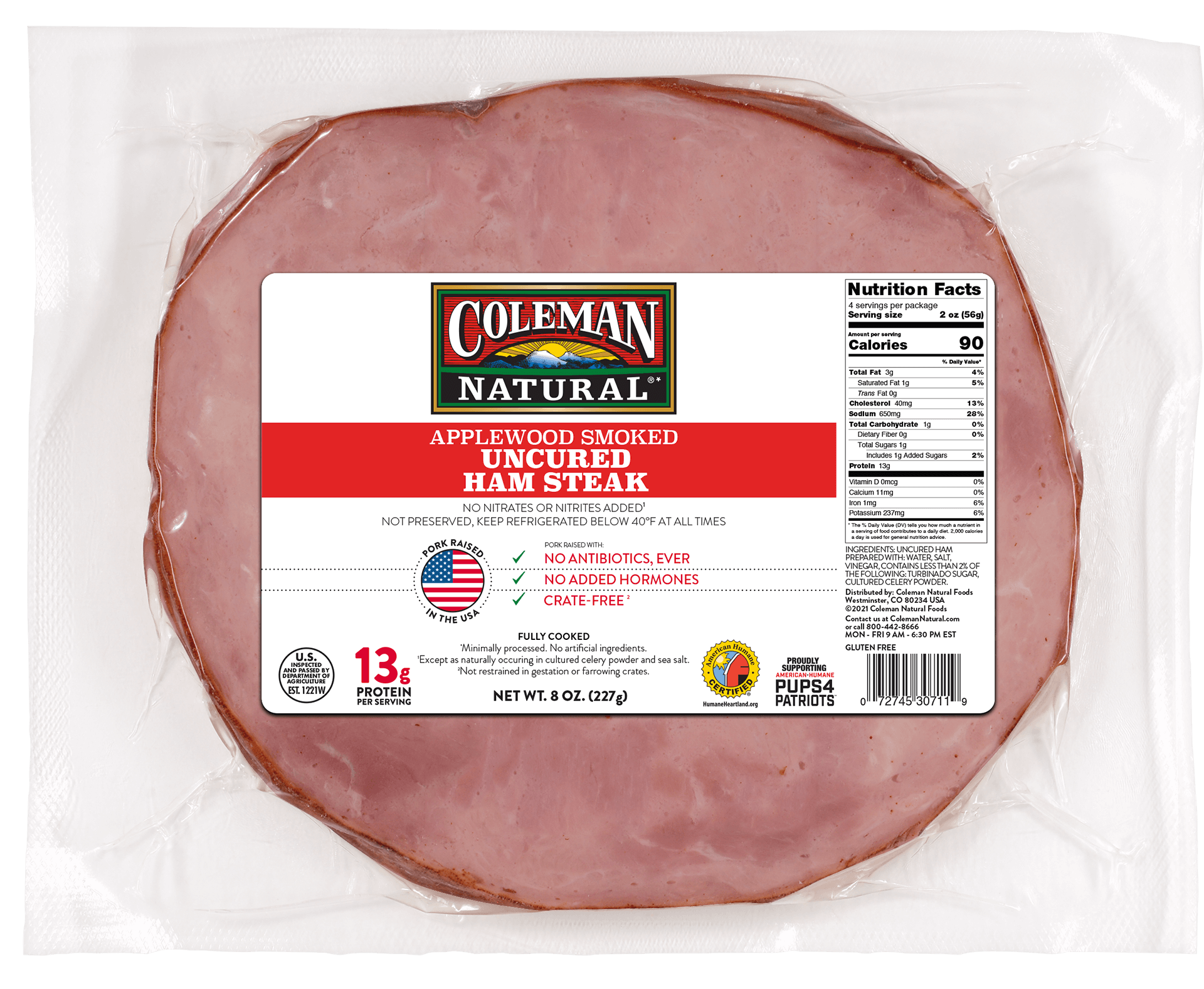 ham steak front of the package