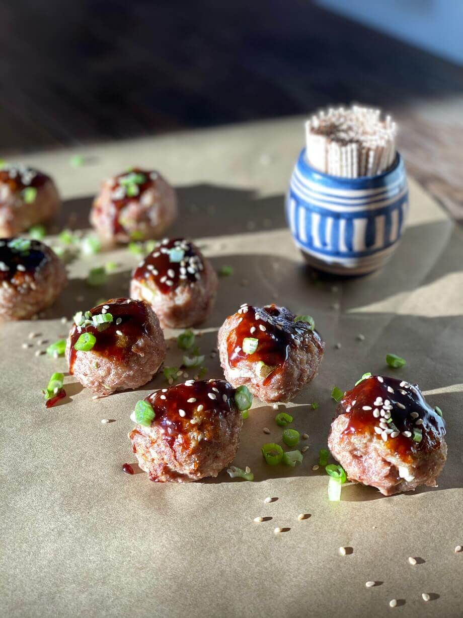 Asian-Inspired Pork Meatballs with Hoisin Sauce