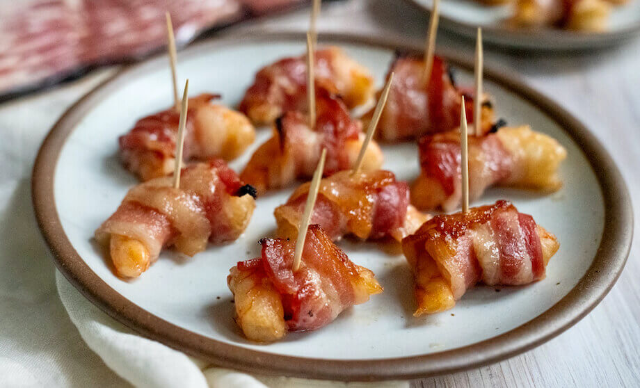 Candied bacon wrapped shrimp