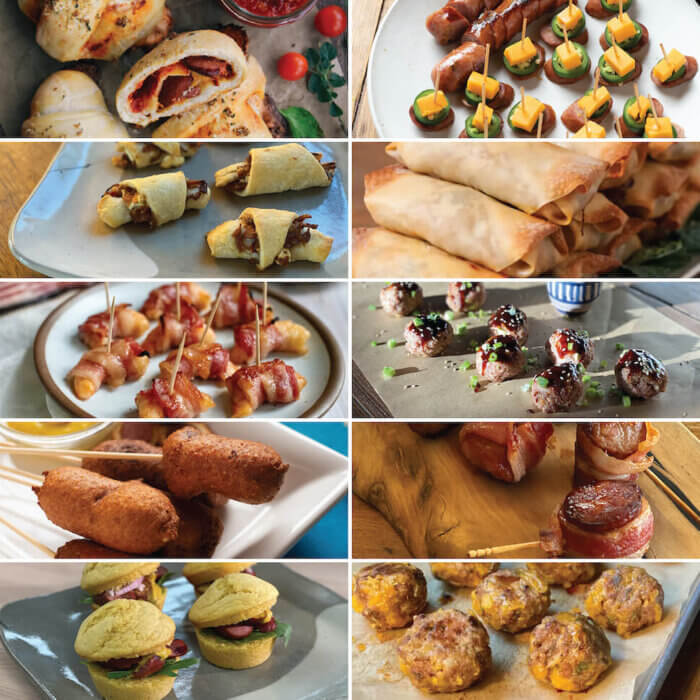 Collage of ten different appetizers